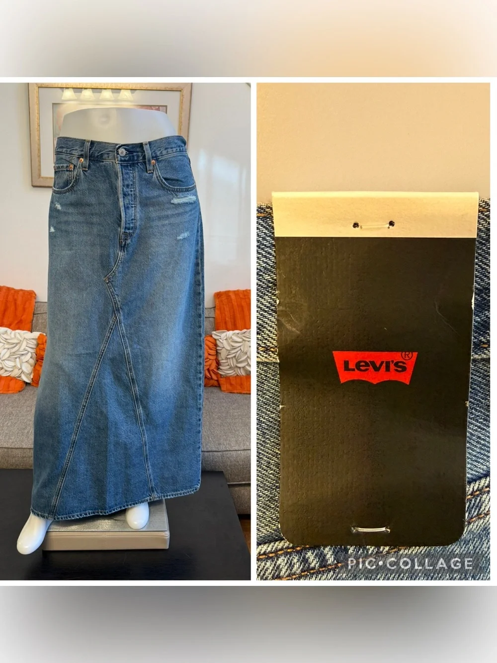 ❣️🆕Levi's Cotton Iconic Side-Slit Maxi Denim Skirt❣️